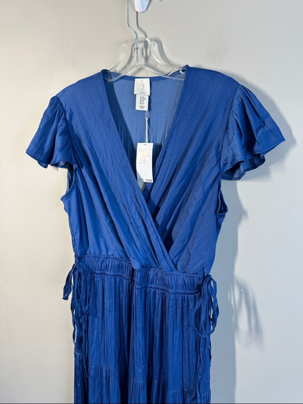NWT Joie Blue Lapis Maxi Dress Size M Fax Wrap Tiered - Picture 3 of 15